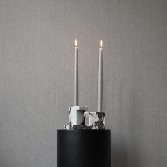 BRICK CANDLEHOLDER, LOW - CALACATTA