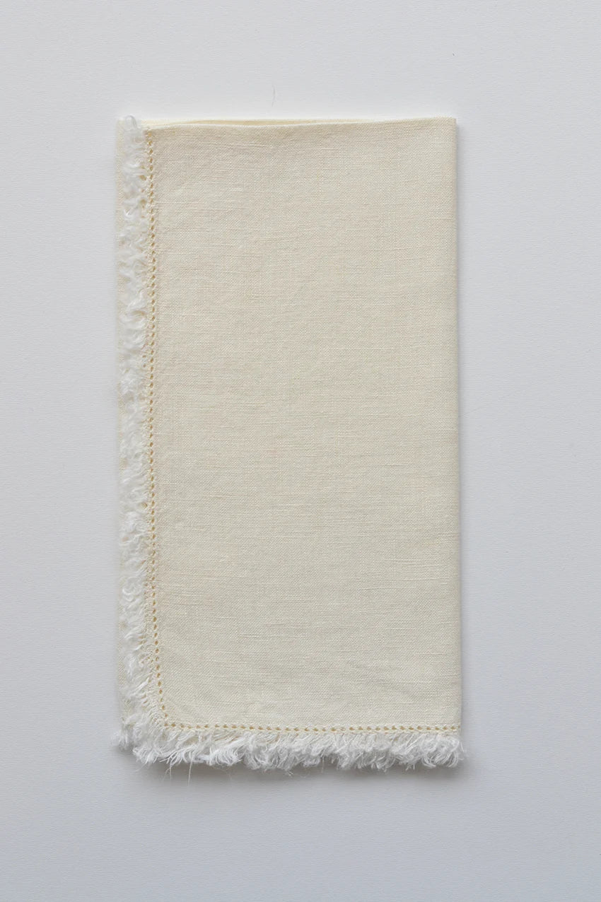 Meri Napkins Off White with a Fringe Edge & Hemstitching Set of 4