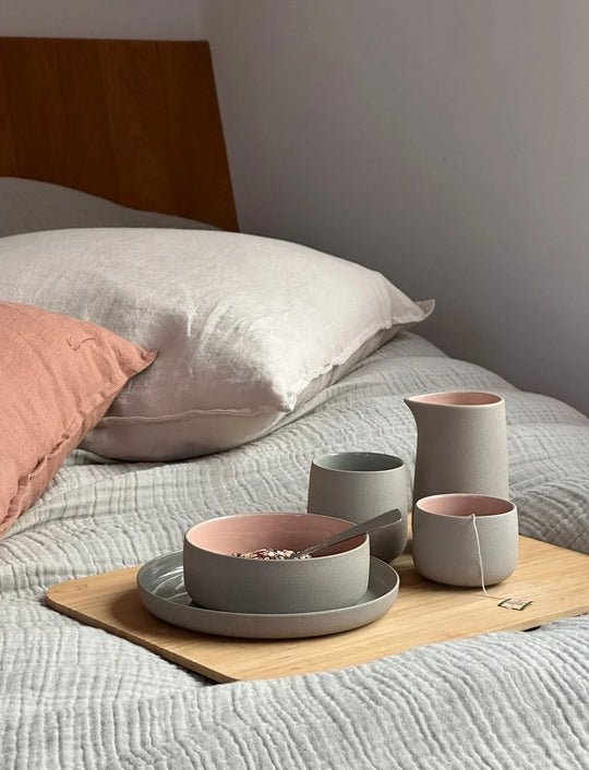 EMMA PLATE Ø 7.48 IN, 2 PCS - GREIGE