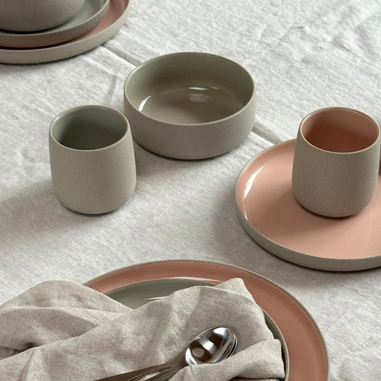 EMMA PLATE Ø 7.48 IN, 2 PCS - GREIGE